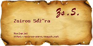 Zsiros Sára névjegykártya